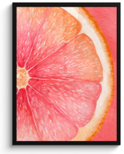 Poster in lijst - Fotolijst 50x70 cm - Posters - Grapefruit - Roze - Levendig - Posterlijst zwart - Decoratie - Wanddecoratie woonkamer - Muurdecoratie slaapkamer