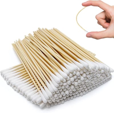 300 Stuks Lange Katoenen Wattenstaafjes - 15 cm, Houten Handvatten, Perfect voor Schoonmaken, Schoonheidsverzorging en Creatieve Projecten