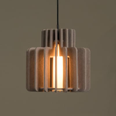 Lucide hanglamp Rollo, taupe, Ø 31 cm, stof/metaal/glas