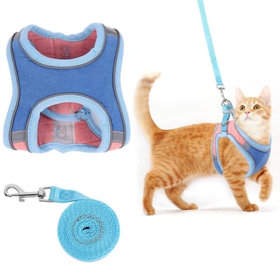 Dailygoods- Kattenharnas Ontsnappingsbestendig - Kattenriemset - Verstelbaar Kattenharnas - Reflecterend Ontwerp - Voor Buiten Wandelen - Training - Kattenriem