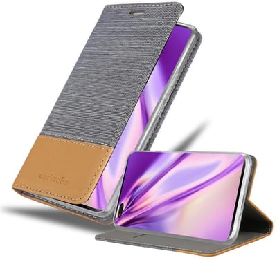 Cadorabo Hoesje geschikt voor Huawei NOVA 7 PRO 5G in LICHTGRIJS BRUIN - Beschermhoes met magnetische sluiting, standfunctie en kaartvakje Book Case Cover Etui