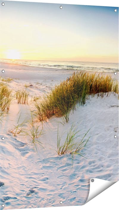 Gards Tuinposter Strand en Duinen tijdens Zonsondergang - 80x120 cm - Tuindoek - Tuindecoratie - Wanddecoratie buiten - Tuinschilderij