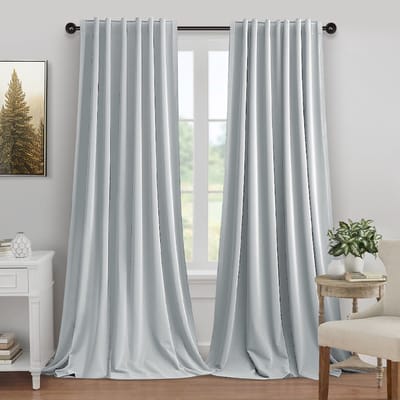 MUPOO Hotelkwaliteit Luxe Velours verduisterend Gordijnen Kant en Klaar 2 Stuks -Zware kwaliteit 260 GSM-Isolerend & tegen kou -Tochtwerend - 3-in-1 ophangsysteem-Woonkamer &Slaapkamer - Wit - 132x274 cm