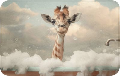 WC mat 80x50 cm - Antislip - Giraffe - Wilde dieren - Bad - Schuim - Toiletmat - Vloermat - Douchemat - Toilet tapijt - Toiletmatten