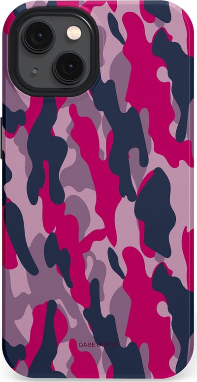 Casetastic hoesje geschikt voor Apple iPhone 13 - MagSafe - Dubbellaagse bescherming - Urban Pink Camo - Fashion Case - Lila Roze Donkergrijs Grijs