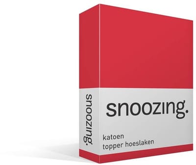 Snoozing - Katoen - Topper - Hoeslaken - Eenpersoons - 70x200 cm - Rood