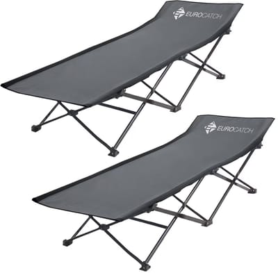 Eurocatch 2 stuks Opvouwbaar Veldbed - Festival bed - Camping bed - Kampeerbed - Grijs