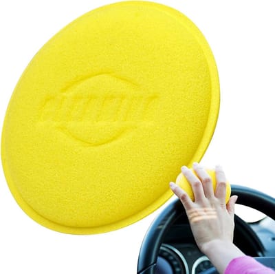 Wax Applicator Pads - Polijstspons Blok - Auto Onderhoud - Hoge Dichtheid Schuim - 10.5 cm Rond - Geel