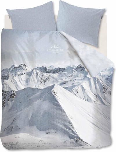 Riviera Maison Moritz Mountain Dekbedovertrek - Tweepersoons - 200x200/220 cm - Blue Grey