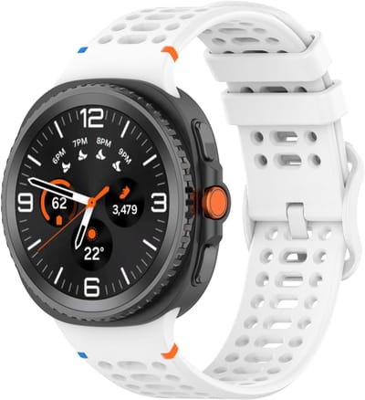 Siliconen bandje - geschikt voor Samsung Galaxy Watch 8 (40mm) / Galaxy Watch 8 (44mm) / Galaxy Watch 8 Classic - gaatjes met gespsluiting - wit