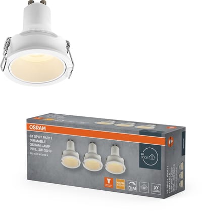 OSRAM Spot Set PAR11 LED inbouwspot DIM 3W 827 Wit, 2700K Warm Wit, Aluminium, Dimbaar compact, set van 3