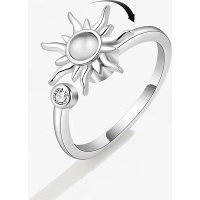 925 Sterling Zilver Zonnebloem Spinner Ring voor Vrouwen Verstelbare Ringen Mode Feest Bruiloft Cadeau Vingerring jz511 white