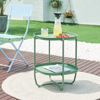 Tuintafel Sandefjord bijzettafel metaal 57,5x46x46cm groen [en.casa]