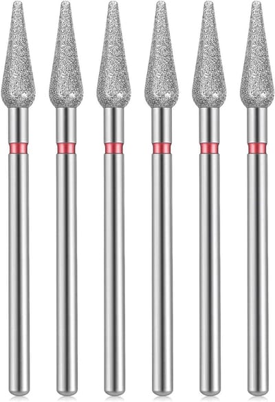 Nagelboor Set - Manicure Pedicure Bits - Nagelverzorging Thuis - Roestvrij Staal Diamant - 6 Stuks - Zilver