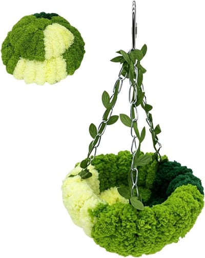 Vogelnestje Pluche Bed - Vogelhangmat Slaapplaats - Vogels Rusten - Ademend en Warm - Klein Groot - Groen