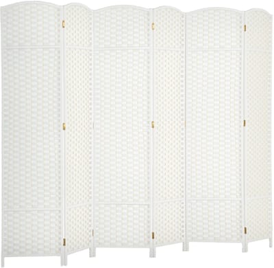 HOMCOM Kamerverdeler Polypropyleen, grenenhout 240L x 1,6B x 170H cm Wit