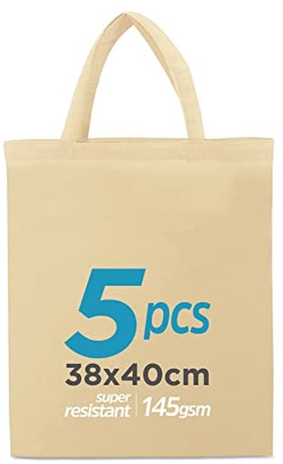 Herbruikbare Katoenen Boodschappentassen 38 x 42 cm met Korte Hengsels - Duurzaam en Personaliseerbaar