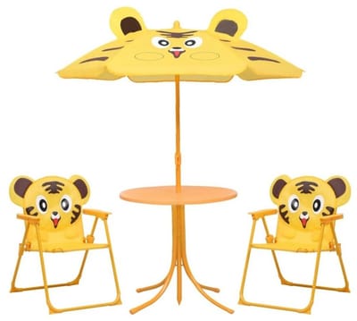 Pro Garden Tuinset Tijger - geel - polyester - verstelbare parasol - kinder tuinset - voor kinderen - dierenprint