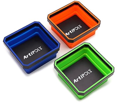 Opvouwbare magnetische onderdelenbakset - set van 3 siliconen gereedschapsbakken voor bouten en schroeven