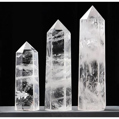 1 Stuks Natuurlijke Heldere Kwarts Zuil Transparantie Witte Kristal Punt Genezende Steen Zeshoekige Obelisk 50-80 Mm Staf Steen Kamer Decor (as the picture,40-50mm) gray
