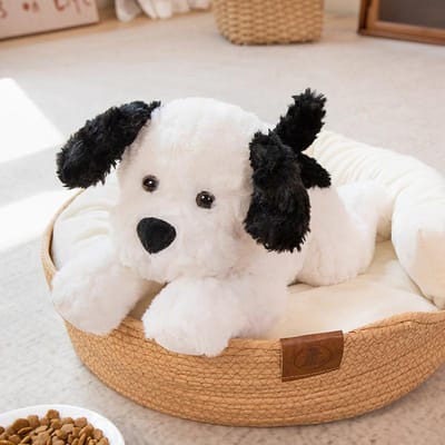 1 Stuk 35Cm55Cm Schattig Hondje Pluche Speelgoed Gevuld Zacht Dier Hond Poppen Slaapkussen Christmas Verjaardagscadeau Voor Kinderen 35cm zwart witte kleur