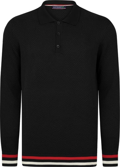 Felix Hardy Gebreide Polo Trui - Polo Kraag - Sweater - 100% Katoen Heren Zwart - M