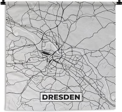 Wandkleed - Wanddoek - Dresden - Kaart - Stadskaart - Plattegrond - Duitsland - 180x180 cm - Wandtapijt