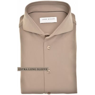 John Miller Overhemd Extra Long Sleeve Hyperstretch Cutaway Collar Mouwlengte 7 Midden Bruin / male