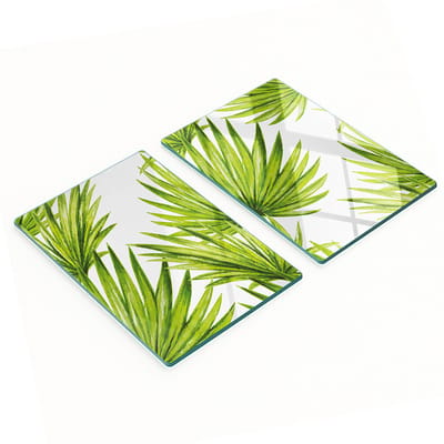 Decoratieve snijplanken van gehard glas met tropische bladeren, 2x40x52 cm