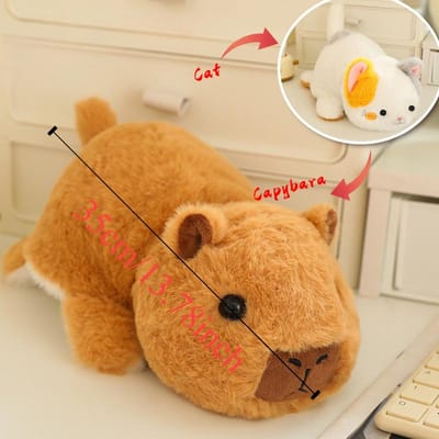 Omkeerbare Capybara Pluche Speelgoed Dubbelzijdige Kawaii Dieren Kat Pluche Pop 2-in-1 Omkeerbare Verandering Kat Capybara Zachte Kussens Verjaardagscadeau