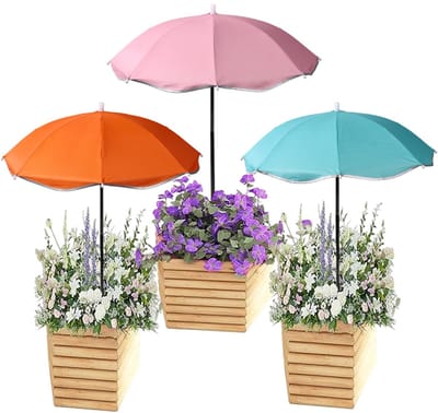 Dailygoods- Tuinplantenparaplu 3 Stuks - Diameter 60cm - Hoogte 100cm - Zilvergecoat - Bescherming Tegen Zon - Voor Terrasbloemen/Groenten - Plantenparasol