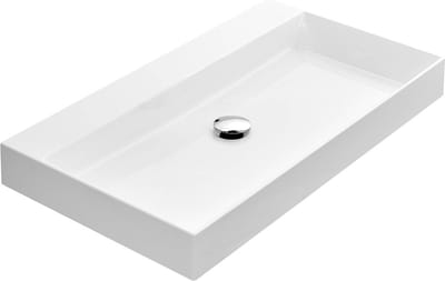 Ben Modena wastafel mineraalmarmer 80x40x9 cm 1 kraangat glans wit