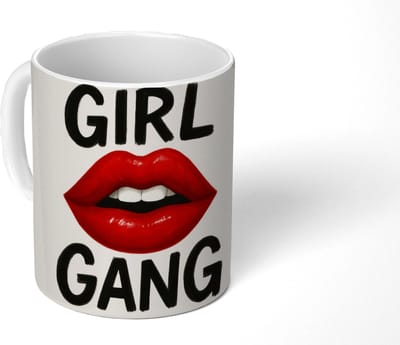 Mok - Koffiemok - Lip - Girl - Rood - Letters - Mokken - 350 ML - Beker - Koffiemokken - Theemok