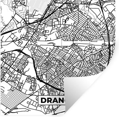 Muurstickers - Sticker Folie - Plattegrond - Drancy - Kaart - Frankrijk - Stadskaart - Zwart wit - 100x100 cm - Plakfolie - Muurstickers Kinderkamer - Zelfklevend Behang XXL - Zelfklevend behangpapier - Stickerfolie