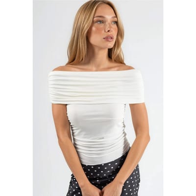 Een Schouder Drapé Blouse