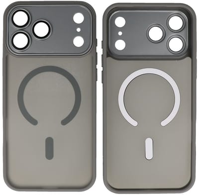 MagSafe Hoesje Geschikt voor iPhone 17 Pro - Mat-Transparent met Camera Beschermer Case - Grijs