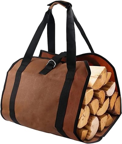 Brandhout Opbergtas - Draagtas Hout - Openhaard Voorbereiden - Versterkt Canvas Materiaal - 70 kg Capaciteit - Bruin