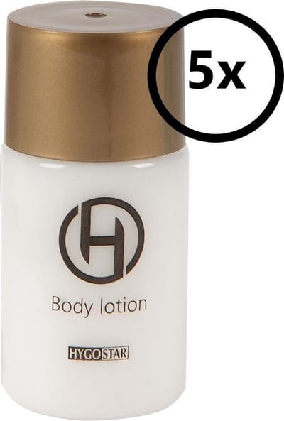 Bodylotion- mini reisverpakking 25ml flesje met schroefdop 5st. (hotel, reis, B&B, wellness)