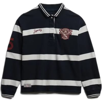 Gestreepte lange mouwen polo voor dames Superdry Crest
