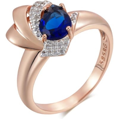 Bague Fashion Zircon Naturel Bleu Pour Femmes Unique Couleur Or Rose Mélange Ethnique Mariage Cristal Bijoux Vintage Gi 7 beige