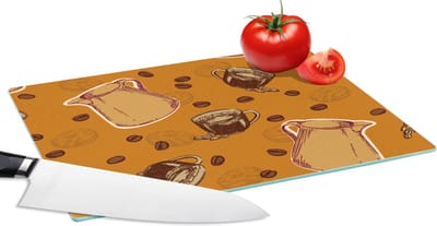 Glazen Snijplank - 28x20 - Koffie - Patronen - Koffiebonen - Snijplanken Glas
