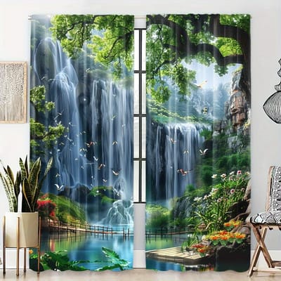 Decoratief Print Semi-Lichtdoorlatend Privacy Raamgordijnen Collectie Stangzak Raamgordijn Behandelingen Ideaal voor SlaapkamerHuishouden 100W130H(CM)&Rod Pocket