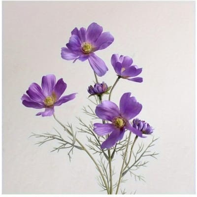 Bouquet de fleurs artificielles Gesang, branche unique, 4 fourches, cosmos Queen, fausses fleurs en soie, pour salon, mariage, décoration de la maison violet
