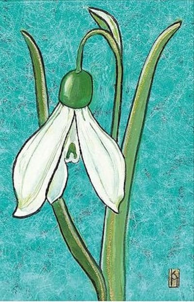 Dubbele kaart met env. Sneeuwklokje 11,5x17,5cm