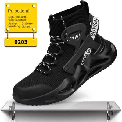 Chaussures d'assurance travail Anti-écrasement et Anti-perforation Chaussures de travail Résistantes à l'usure Chaussures de sécurité protectrices pour le travail 46