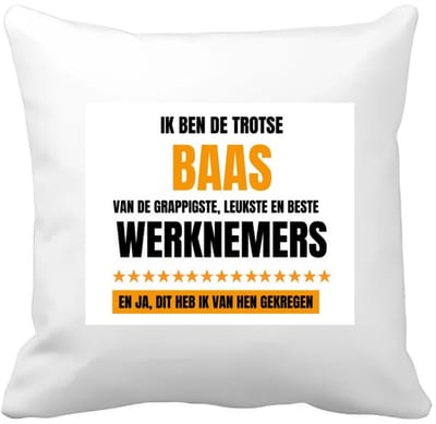 Akyol - trotse baas Kussen hoes - Baas - een baas - werk - afscheidscadeau - verjaardagscadeau - kado - gift - 40 bij 40 cm