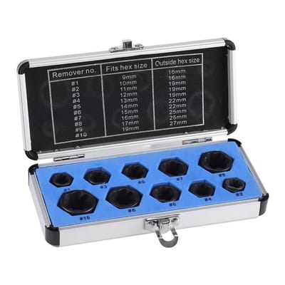Dailygoody - Nut Puller - Dopsleutelset 10 Stuks - Voor het verwijderen van beschadigde bouten en moeren - Geschikt voor 9-19mm - Duurzaam en ef...