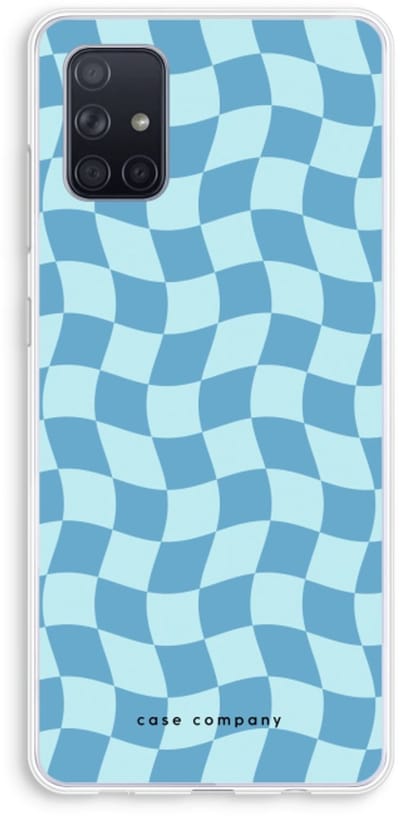 Case Company® - Hoesje geschikt voor Samsung Galaxy A71 hoesje - Grid Blauw - Soft Cover Telefoonhoesje - Bescherming aan alle Kanten en Schermrand