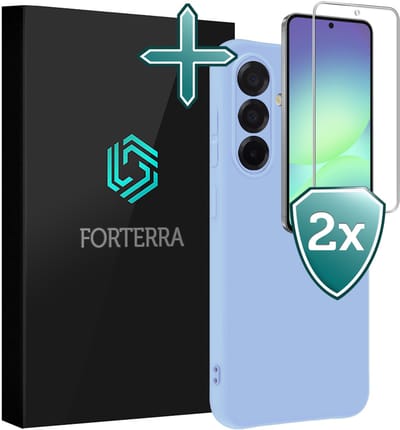 Hoesje Met 2x Screenprotector - Geschikt voor Samsung Galaxy A56 - Sterk & Shockproof - Telefoon Hoes - Back Cover - Siliconen Case - Lichtblauw