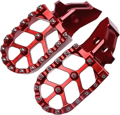 Motorfiets voetsteunen - Pedalen motor - Off-road rijden - Antislip oppervlak - 1 Kilogram - Rood